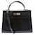 Hermès NEW VINTAGE HERMES KELLY HANDBAG 33 SELLIER BLACK BOX LEATHER SHOULDER PURSE  ref.1256791