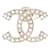 Autres bijoux NEUF BROCHE CHANEL LOGO CC STRASS 2023 EN METAL ARGENTE NEW SILVERED BROOCH Métal Argenté  ref.1256829