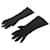 Hermès COPPIA DI GUANTI SOIREE HERMES TAGLIA 7 In pelle scamosciata nera 3/4 guanti di pelle Nero Svezia  ref.1256850