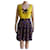 Yves Saint Laurent Skirt suit Yellow Navy blue Silk  ref.1256966