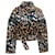 Autre Marque Maison Rabih Kayrouz Navy Blue Leopard Print Cropped Moto Jacket Polyester  ref.1257533
