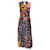 Autre Marque Robe mi-longue noire en maille à col en V et patchwork multi-fleurs Fuzzi Synthétique Multicolore  ref.1257545