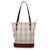 Burberry Brown House Check Tote Bag Red Beige Leather Cloth Pony-style calfskin Cloth  ref.1257999