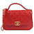 Trendy CC CHANEL Handtaschen Trendiger CC-Griff oben Rot Leinen  ref.1258323
