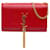 SAINT LAURENT Handbags Pompom Kate Red Leather  ref.1259264