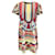 Autre Marque La doubléJ Rouge / Mini-robe trapèze en coton à manches courtes et imprimé multicolore bleu  ref.1259935