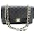 Chanel black 2003 sac à rabat doublé Classic en cuir d'agneau moyen Noir  ref.1260121