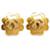 Chanel Gold CC Blumen-Ohrclips Golden Metall Vergoldet  ref.1260177