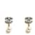 Boucles d'oreilles Chanel à clous moyens noirs en argent CC moyens avec perle fantaisie. Silvery Metal  ref.1260801