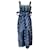 Autre Marque Easton Pearson Sarcelle / Robe en soie rayée noire avec ceinture Bleu  ref.1261966