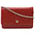 Wallet On Chain Portafoglio Chanel su catena Rosso Pelle  ref.1262399