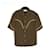 Saint Laurent Top FR42 Western Embroided Vintage Cotton Shirt US12 Coton Kaki  ref.1262783