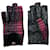 Chanel Leder- und Tweed-Fingerlose Handschuhe Schwarz Pink Weiß Lila  ref.1262786
