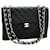 Chanel BLACK VINTAGE 2000 sac à rabat simple jumbo caviar Classic Cuir Noir  ref.1263072