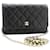 Wallet On Chain Chanel Schwarze Farbe 2017 Brieftasche an der Kette Lammfell  ref.1263073