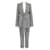 Alexander McQueen Houndstooth Draped Jacket Trouser Suit Black Wool  ref.1266091