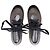 Espadrillas Marni con plateau stringate in pelle nera e grigia - vista 5