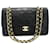 Chanel BLACK VINTAGE 1991-1994 Sac à rabat moyen classique doublé Cuir Noir  ref.1266259