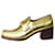 Gucci Mocassins metálicos com salto dourado - tamanho UE 38.5 Couro  ref.1266298