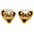 Clipe de coração Chanel Gold CC em brincos Dourado Metal Banhado a ouro  ref.1266335