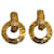 Chanel Gold Double Hoop Clip On Earrings Golden Metal Gold-plated  ref.1266387