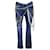 Autre Marque Junya Watanabe x Levis Azul / prata / Corrente de ouro e pérola embelezada 724 Jeans de cintura alta com perna reta Poliéster  ref.1268260