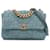 Blauer großer Chanel-Tweed 19 Umhängetasche mit Klappe Leder  ref.1268297