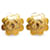 Pendientes de clip con flor CC de Chanel dorados Chapado en oro  ref.1268391