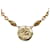 Collier pendentif rond Chanel CC doré Or jaune  ref.1268416