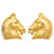 Hermès Gold Hermes Cheval Clip on Earrings Golden Metal  ref.1268458