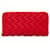 Rotes, langes Portemonnaie aus Intrecciato-Gummi von Bottega Veneta mit Rundum-Reißverschluss Kunststoff  ref.1268463
