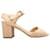 Tamanho de sandálias de salto bloco de couro acolchoado Chanel bege 38.5  ref.1268488