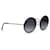 Black Chanel Chain-Link Accent Round Sunglasses  ref.1268639