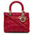 Bolso satchel Lady Dior Cannage mediano de piel de cordero rojo Dior Roja Cuero  ref.1268766