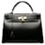 Kelly Hermès HERMES HandbagsLeather Black  ref.1269318