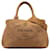 Bolso satchel canapa con logo de Prada en color canela Camello Lienzo  ref.1269528