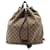 Taupe Gucci GG Canvas Drawstring Backpack Leather  ref.1269536