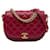 Red Chanel CC Quilted Lambskin Chain Flap Satchel Leather  ref.1269573