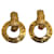Gold Chanel lined Hoop Clip On Earrings Golden Yellow gold  ref.1269786
