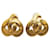 Clipe de coração Chanel CC dourado em brincos Banhado a ouro  ref.1269788