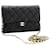 Wallet On Chain Chanel Pele de cordeiro preta 2018 carteira de caviar em corrente Preto Couro  ref.1269892