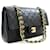 Chanel Classic gefütterte Klappe 10"Chain Shoulder Bag Black Lambskin Schwarz Leder  ref.1270098