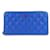 Chanel Reißverschluss um Brieftasche Blau Leder  ref.1270680