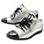 CHANEL LOGO CC G SHOES25313 36 SILVER LEATHER SNEAKERS SNEAKERS SHOES Silvery  ref.1277492