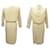 VINTAGE CHANEL DRESS WITH LOGO BUTTONS COCO M 38 BEIGE SILK DRESS  ref.1277517