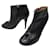 CHANEL SHOES CAMELIA G ANKLE BOOTS30999 39.5 BLACK LEATHER + SHOES BOX  ref.1277535