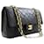 Chanel Classic gefütterte Klappe 10"Chain Shoulder Bag Black Lambskin Schwarz Leder  ref.1277811