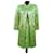 Terno vintage Christian Lacroix com vestido reto e sobretudo verde elegante para a cerimônia. Multicor Viscose Acetato  ref.1279842