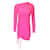 Autre Marque Balenciaga Hot Pink Drawstring Detail Ruched Fitted Long Sleeved Mini Dress Synthetic  ref.1279958