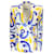 Autre Marque Moschino Couture Avorio / Blu / Blazer in crêpe giallo multi stampato Multicolore Viscosa  ref.1279963